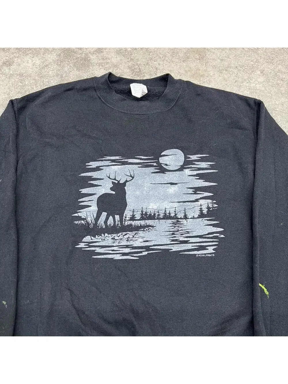 vintage deer nature animal made in usa black crewneck size large